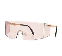 KTUCN Occhiali da sole oversize con una sola lente, da uomo e da donna, con colori abbaglianti, alla moda, con una sola lente, UV400, vintage, rosa, BH01