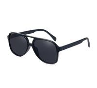 KTUCN Occhiali da sole polarizzati alla moda per donna e uomo, oversize, retrò, antiriflesso, per la guida, da donna, UV400, C11, nero opaco, O