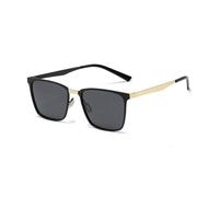 KTUCN Occhiali da sole polarizzati rettangolari classici da uomo, neri opachi, UV400, occhiali da sole alla moda con cerniera a molla, occhiali da guida, 2 neri, oro nero, BH01