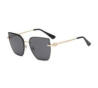 KTUCN Occhiali da sole protettivi retrò Cat Eye da donna, alla moda, senza montatura, design sfumato, occhiali da sole da donna, neri, 144 mm