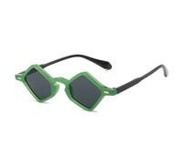 KTUCN Occhiali da sole quadrati piccoli e poligonali, popolari alla moda, da donna, con lenti trasparenti color oceano, UV400, da uomo, con rivetti, h, verde, nero, grigio