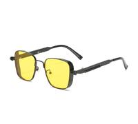 KTUCN Occhiali da sole quadrati steampunk da uomo, occhiali da guida con montatura in metallo e cerniere a molla, occhiali da