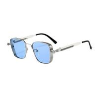 KTUCN Occhiali da sole quadrati steampunk da uomo, occhiali da guida con montatura in metallo e cerniere a molla, occhiali da