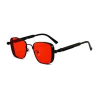 KTUCN Occhiali da sole quadrati steampunk da uomo, occhiali da guida con montatura in metallo e cerniere a molla, occhiali da