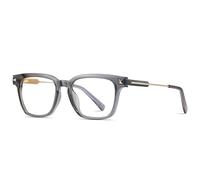 KTUCN Occhiali da sole retrò alla moda con montatura in TR anti-luce blu, rivetti, cerniera a molla, marroni, TransGrey, BH01