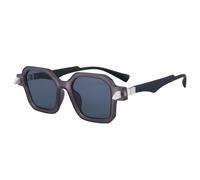 KTUCN Occhiali da sole retrò alla moda da donna, doppi colori, per uomo, punk, con rivetti poligonali, UV400, grigio opaco, BH01