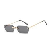 KTUCN Occhiali da sole rettangolari alla moda da donna, stile retrò, in metallo, a doppio raggio, stile selvaggio, poligonali, stile oceano, tonalità alla moda per donna, h, 6, oro, tè