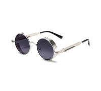 KTUCN Occhiali da sole rotondi punk da uomo, moda vintage, multicolore, sfumati, classici, alla moda, s, grigio sfumato, 13,2 cm
