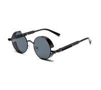 KTUCN Occhiali da sole rotondi punk da uomo, moda vintage, occhiali da sole sfumati multicolore, tonalità classiche alla moda, nero, 13,2 cm