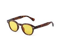 KTUCN Occhiali da sole rotondi vintage da donna e da uomo, stile retrò, con rivetti, blu sfumato, occhiali da sole UV400, C8 leopardo giallo, HFA, 001