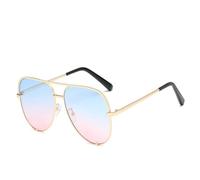 KTUCN Occhiali da sole rotondi vintage in metallo da uomo, alla moda, neri, retrò, con specchio, da sole, da donna, UV400, oro multicolore, 134 mm