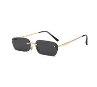 KTUCN Occhiali da sole senza montatura alla moda, di tendenza, trasparenti, rossi, blu e gialli, da uomo, rettangolari, UV400, h, grigio dorato