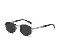 KTUCN Occhiali da sole vintage poligonali da donna e da uomo, con rivetti, da guida, retrò, quadrati, in metallo, regalo per donna, UV400, h, oro sfumato grigio