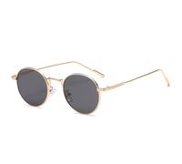 KTUCN Occhiali da sole vintage rotondi alla moda per uomo e donna, con lenti sfumate, in lega, oro e nero, BH01