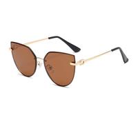 KTUCN Occhiali protettivi da donna alla moda, occhiali da sole a forma di occhio di gatto, senza montatura, design sfumato, occhiali da sole alla moda, UV400, marrone, 145 mm