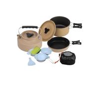 KTUXZCI Set di pentole da campeggio portatili antiaderenti, con bollitore e | dal design ergonomico per escursioni e picnic, per viaggi all'aperto attorno al fuoco.