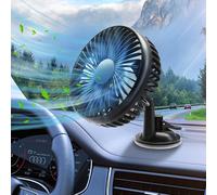 KTW1A3 12V 24V Auto Ventilatore USB, 360° Ruotabile Ventilatore con 3 velocità, Ricaricabile Ventilatore da Tavolo Silenzioso, Ventilatori con Ventosa per Cruscotto Auto, Finestra Casa