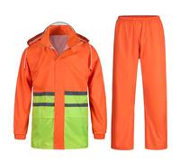 KTWOLEN Uomo Impermeabile Antipioggia Tuta Riflettente Giacca Impermeabile Giacca Antipioggia e Pantaloni da all'Aperto Sport Pesca Moto Tuta da Pioggia con Cappuccio, Arancione, M