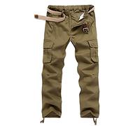KTWOLEN Uomo Pantalone Cargo Elastico Pantaloni da Lavoro Trekking Multi Tasca Cargo Estivi Tattici Pantaloni Sport all'aperto Senza Cintura, Marrone, 3XL