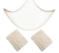 ktxaby 2 reti da pesca decorative in cotone naturale hawaiano per feste, decorazione a tema nautico, in cotone, da appendere alla parete, per feste a tema oceano di Halloween