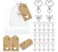 ktxaby 36 portachiavi con angelo custode, con perle rosa, angelo custode, regalo per gli ospiti con sacchetto in organza e ringraziamento, piccoli angeli custodi, regalo per matrimoni, battesimi
