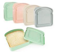 ktxaby 4 contenitori per sandwich a forma di toast, per fette di pane, riutilizzabili, per pane tostato, portapane per pranzo, porta sandwich per casa, scuola, ristorante, microonde