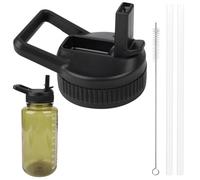 Ktxaby Set di coperchi neri per cannuccia per bottiglie d'acqua Nalgene a bocca larga, 907,2 g, coperchio di ricambio compatibile con bottiglie Nalgene da 907,2 g, coperchio superiore con cannucce e