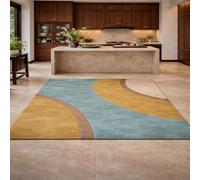 KTYUTJDH Tappeti,Astratto moderno blu, art déco, rosso, beige, Rectangular 100 x 150 cm, Tappeto Pelo Corto Lavabili per Salotto Modern Design Arredamento casa,