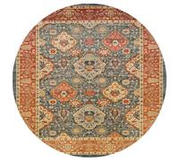 KTYUTJDH Tappeti,Beige Rosso Arancione Giallo Verde-Nero Vintage Orientale Tradizionale,colorato,Rotondo ø 180 cm, Tappeto Salotto Moderno Pelo Corto Lavabile, Tappeto sotto il tavolo da cucina,