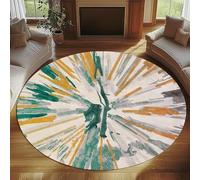 KTYUTJDH Tappeti,Crema Senape Giallo Marrone Verde Arancione Design Moderno, Multicolore, Rotondo ø 180 cm, Tappeto Salotto Moderno Pelo Corto Lavabile, Tappeto sotto il tavolo da cucina,