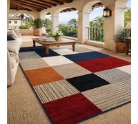 KTYUTJDH Tappeti,Moderno geometrico blu navy, rosso, nero, bianco, beige, art déco, Rectangular 100 x 150 cm, Tappeto Pelo Corto Lavabili per Salotto Modern Design Arredamento casa,