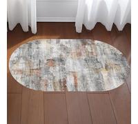 KTYUTJDH Tappeti,Nero Grigio Bianco Rosso Giallo Astratto Moderno,Multi-Ruggine,Ovale 180 x 200 cm, Tappeto Salotto Grandi Design Moderno Camera da Letto Lavabile Antiscivolo,