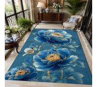 KTYUTJDH Tappeti, Rectangular 80 x 160 cm, Floreale moderno Blu Giallo Grigio Bianco, Tappeto Salotto Lavabile, casa decorativi interno moderni Soggiorno Tavolo,