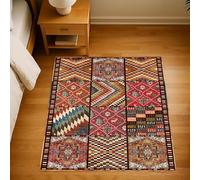 KTYUTJDH Tappeti,Rosso Arancione Giallo Verde Blu Patchwork Decorazione Calda, Multicolore, Quadrato 180 x 180 cm, Tappeto Salotto Moderno Pelo Corto Lavabile, Tappeto sotto il tavolo da cucina,