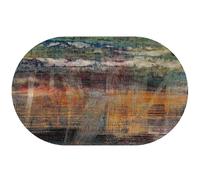 KTYUTJDH Tappeti,Verde scuro, blu, art déco, nero, rosso, arancione, giallo, multicolore, ovale 180 x 200 cm, Tappeto Salotto Grandi Design Moderno Camera da Letto Lavabile Antiscivolo,