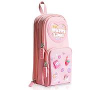 KU Astuccio Legami Animali Borse per Matite con Motivo a Cartoni Astuccio Legami, Portamatite a 3 Scomparti di Grande Capacità per Studenti, Ragazze, Ragazzi per la Scuola e L'ufficio (Rosa)