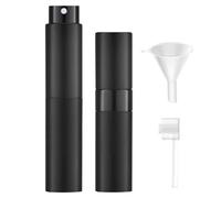 KU Spruzzatore di profumo ricaricabile, 2 pezzi vuoto di dimensioni da viaggio, nebulizzatore per profumo, 8 ml, mini flacone spray portatile, nebulizzatore tascabile, profumo per viaggio (nero)