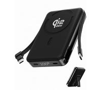 KU XIU 25W Qi2.2-Certificato Stato-Solido Power Bank per MagSafe, 10,000mAh Powernbank Magnetico Caricatore Wireless Ricarica Rapida per iPhone 17/16/15/14/13/12 Serie con Cavo Integrato e Supporto