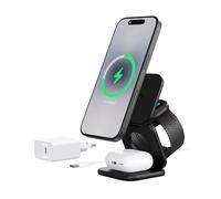 KU XIU X40 Turbo Qi2 25W Stazione di Ricarica, Caricatore Wireless 3 in 1 Pieghevole per iPhone 17/16/15/14/13/12/Air, 5W per iWatch 11-4/SE/Ultra & Auricolari Wireless, Design in Alluminio, Nero