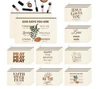 Kuabiz Borse cosmetiche cristiane sfuse per le donne Versi della Bibbia Borse per il trucco Regali cristiani Sacchetti di tela ispiratori con cerniera per cosmetici journaling forniture motivazionali