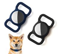 Kuaguozhe Airtag Collare Protector, GPS Tracking Finder Case Cover Protettiva in Silicone Compatibile con Apple Air Tag Anti-Perso Collare Cane Cat Loop Holder Dog Cat Accessori, Nero & Blu