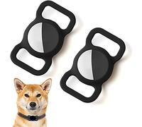 Kuaguozhe Airtag Collare Protector, GPS Tracking Finder Case Cover Protettiva in Silicone Compatibile con Apple Air Tag Anti-Perso Collare Cane Cat Loop Holder Dog Cat Accessori, Nero & Nero