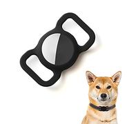 Kuaguozhe Airtag Collare Protector, GPS Tracking Finder Case Cover Protettiva in Silicone Compatibile con Apple Air Tag Anti-Perso Collare Cane Cat Loop Holder Dog Cat Accessori, Nero