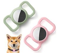 Kuaguozhe Airtag Collare Protector, GPS Tracking Finder Case Cover Protettiva in Silicone Compatibile con Apple Air Tag Anti-Perso Collare Cane Cat Loop Holder Dog Cat Accessori, Rosa & Verde