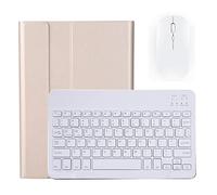 kuaijiexiaopu Custodia con tastiera staccabile retroilluminata, custodia in pelle for tablet compatibile con Xiaomi Mi Pad 5 Pro da 11 pollici(Gold W Mouse)