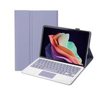 kuaijiexiaopu Custodia protettiva for tablet con tastiera, custodia in pelle PU+TPU compatibile con Lenovo M10 Plus 3a generazione da 10,6 pollici 2022(Purple+Touch Keyboard)