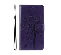 kuaijiexiaopu Custodie, Embossing Cat Tree Protective Case, Flip Card Wallet Stand Cover Compatible with Samsung Galaxy A26/A16 5G(Dark Purple)