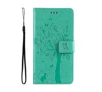 kuaijiexiaopu Custodie, Embossing Cat Tree Protective Case, Flip Card Wallet Stand Cover Compatible with Samsung Galaxy A06 5G(Verde)