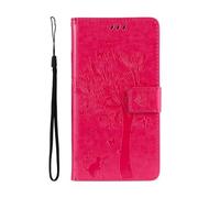 kuaijiexiaopu Custodie, Embossing Cat Tree Protective Case, Flip Card Wallet Stand Cover Compatible with Samsung Galaxy A26/A16 5G(Rose Red)