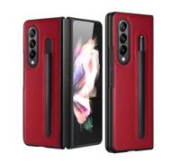 kuaijiexiaopu Custodie, Litchi Leather Case with Pencil Bag, Business Foldable Flip Shockproof Protective Cover Suitable for Samsung Galaxy Z Fold 6/5(Rosso,Z Fold6)